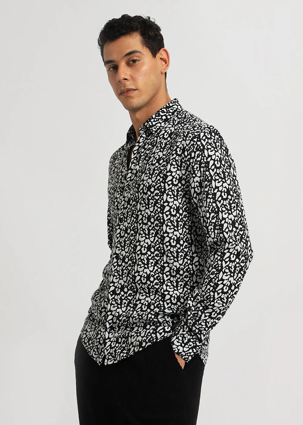 Achromatic Rosette Print Full sleeve shirt