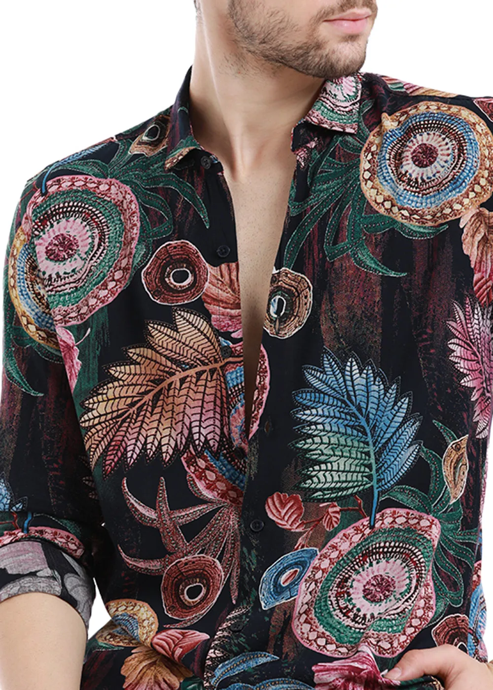 Fuchsia Feather Print Areca Shirt for Women