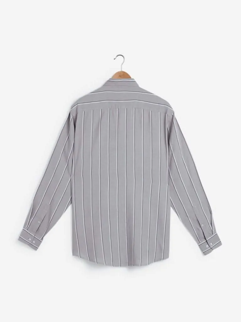 Ascot Grey Striped Relaxed-Fit Shirt