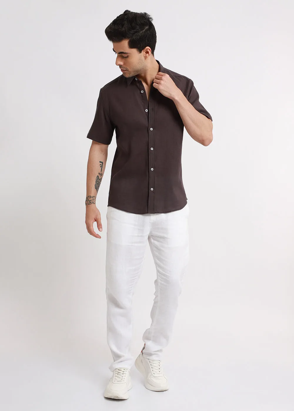 Batiste Crater Brown Linen shirt