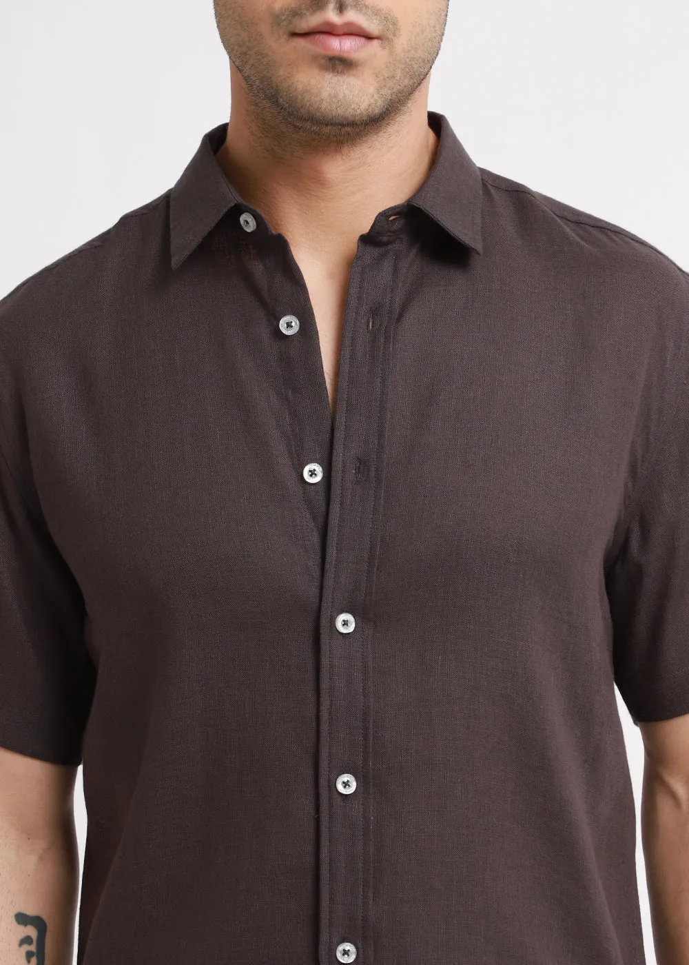 Batiste Crater Brown Linen shirt