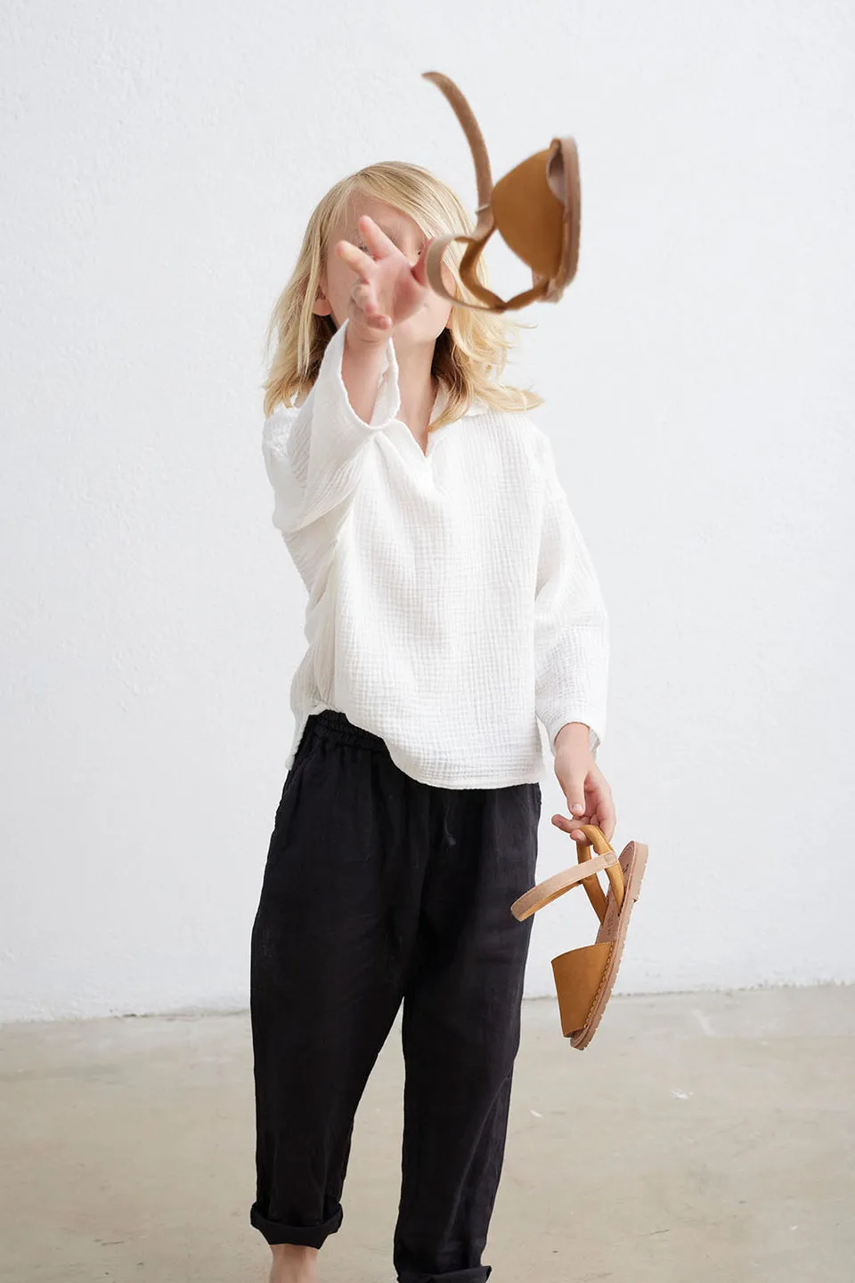 Beige Linen Pants (model shown in Navy)