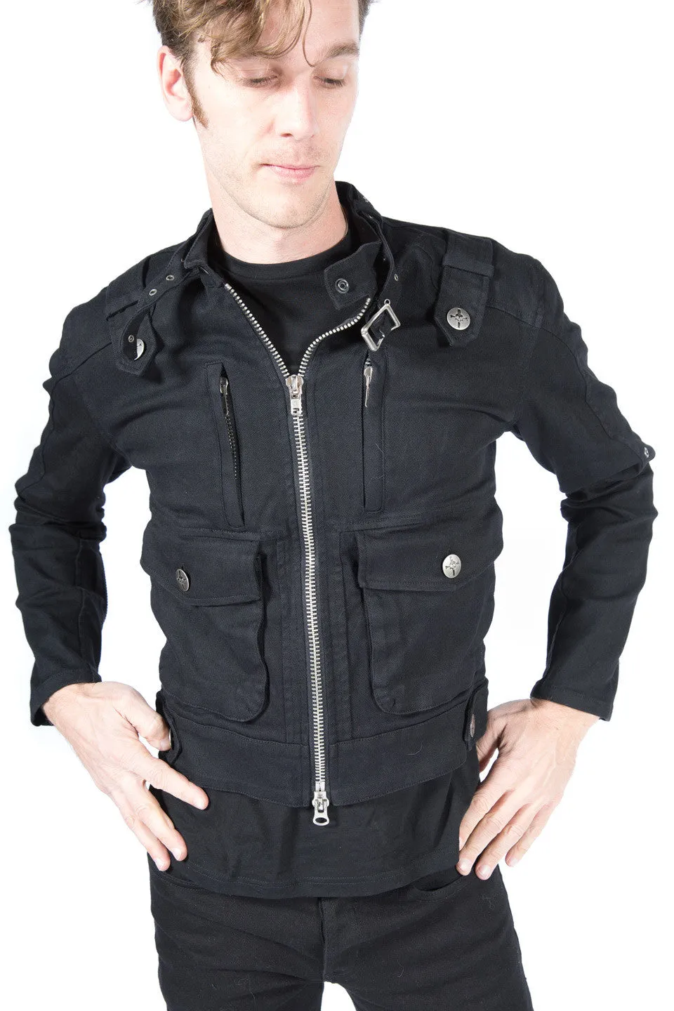 Black Snap Men's Biker Jacket