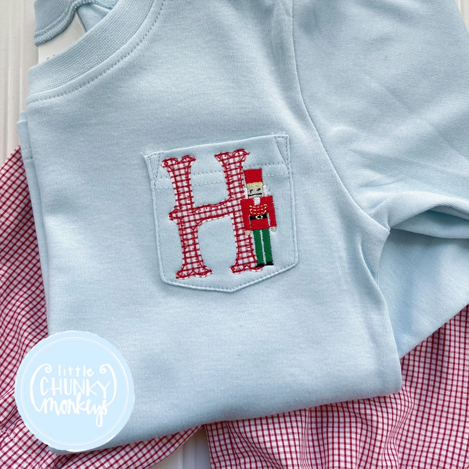 Boy Shirt - Nutcracker Initial - Light Blue Pocket Tee