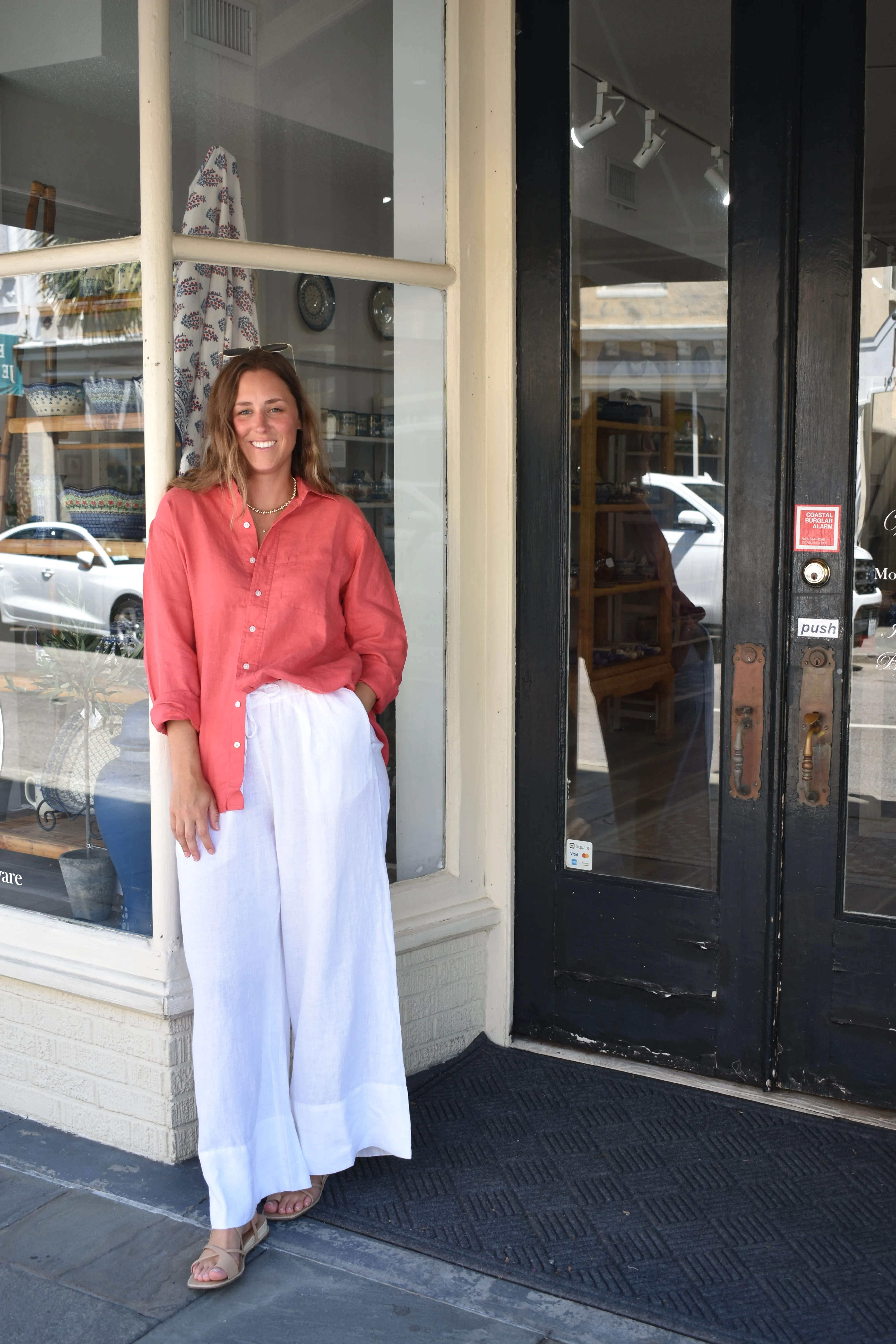 Boyfriend Shirt Nantucket Red Linen