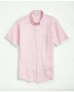 Brooks Brothers Men's Big & Tall Irish Linen Short-Sleeve Sport Shirt Pink