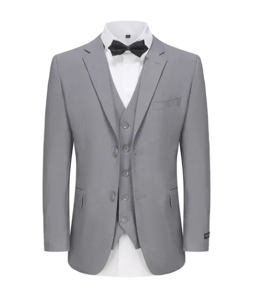 Classic Fit Performance Stretch Three-Piece Suit - Grey