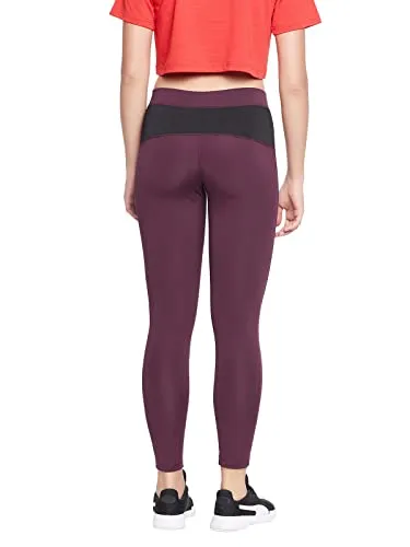 Clovia Women's Snug Fit Ankle-Length Tie-Dye Print Active Tights (AB0077P09_Maroon_M)