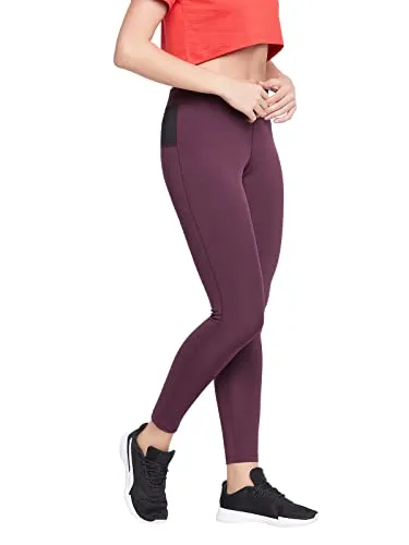 Clovia Women's Snug Fit Ankle-Length Tie-Dye Print Active Tights (AB0077P09_Maroon_M)