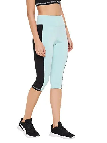 Clovia Women's Snug Fit High-Rise Active Capri (AB0093A03_Blue_M)