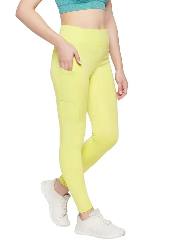 Clovia Women's Snug Fit High-Rise Active Tights (AB0100A11_Green_M)