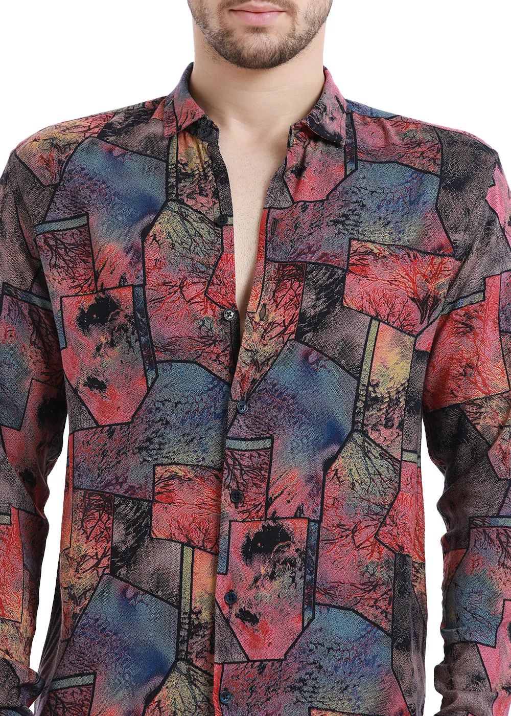 Stylish Moss Pink Printed Feather Shirt from Copac - Enhanced Title