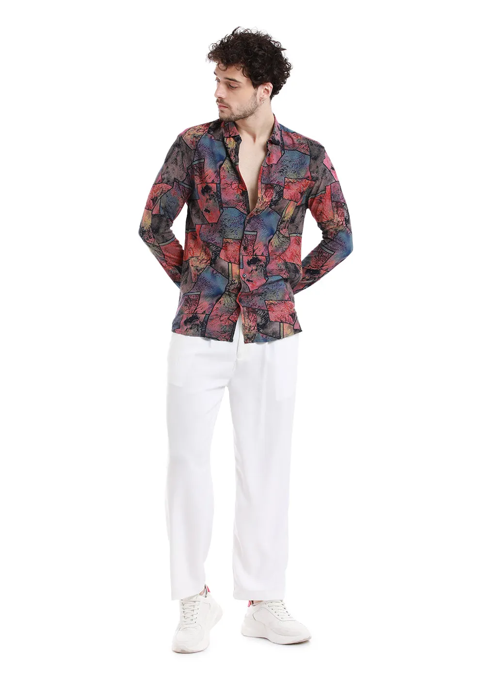 Stylish Moss Pink Printed Feather Shirt from Copac - Enhanced Title