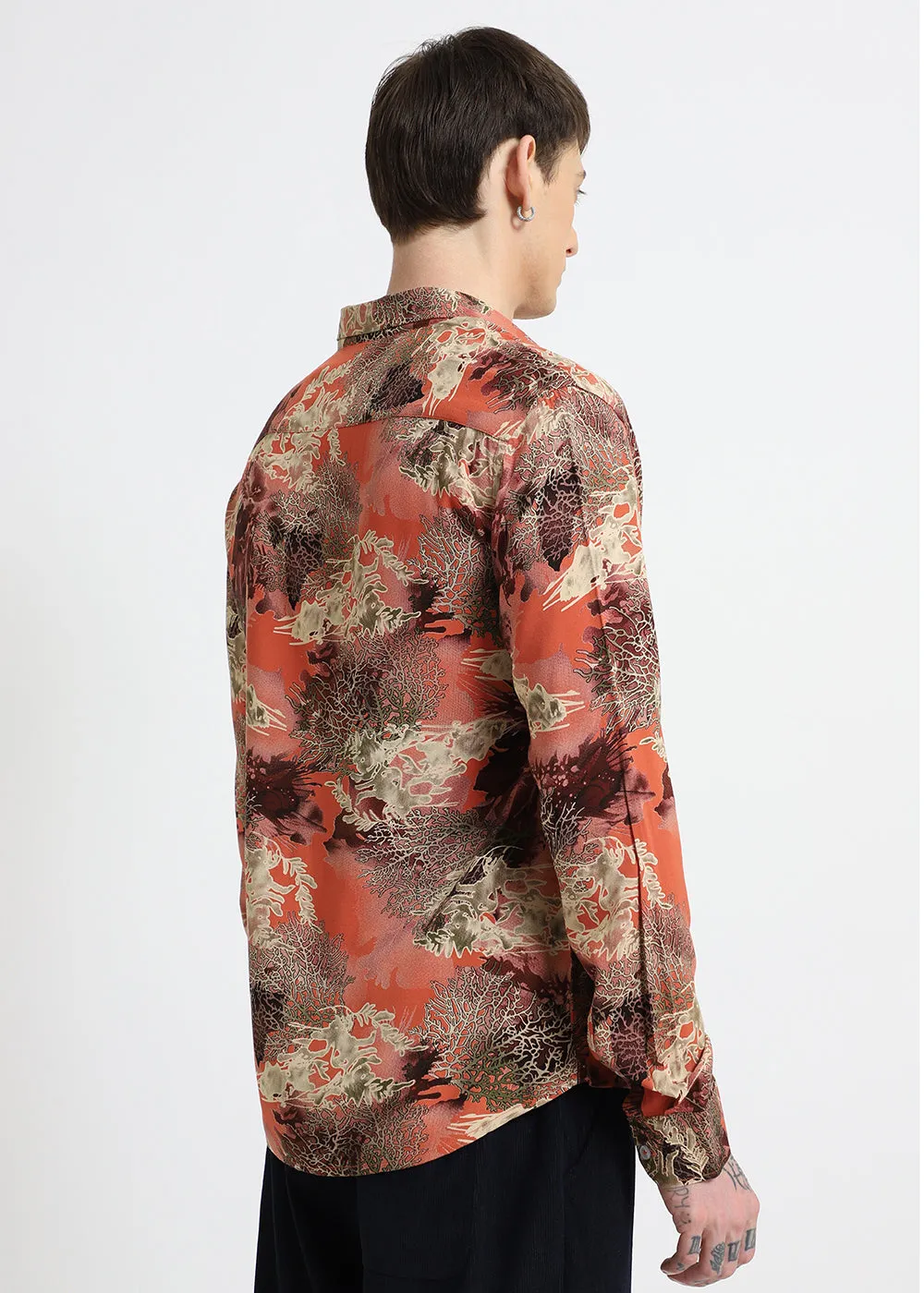 Coral Oasis Orange Feather shirt