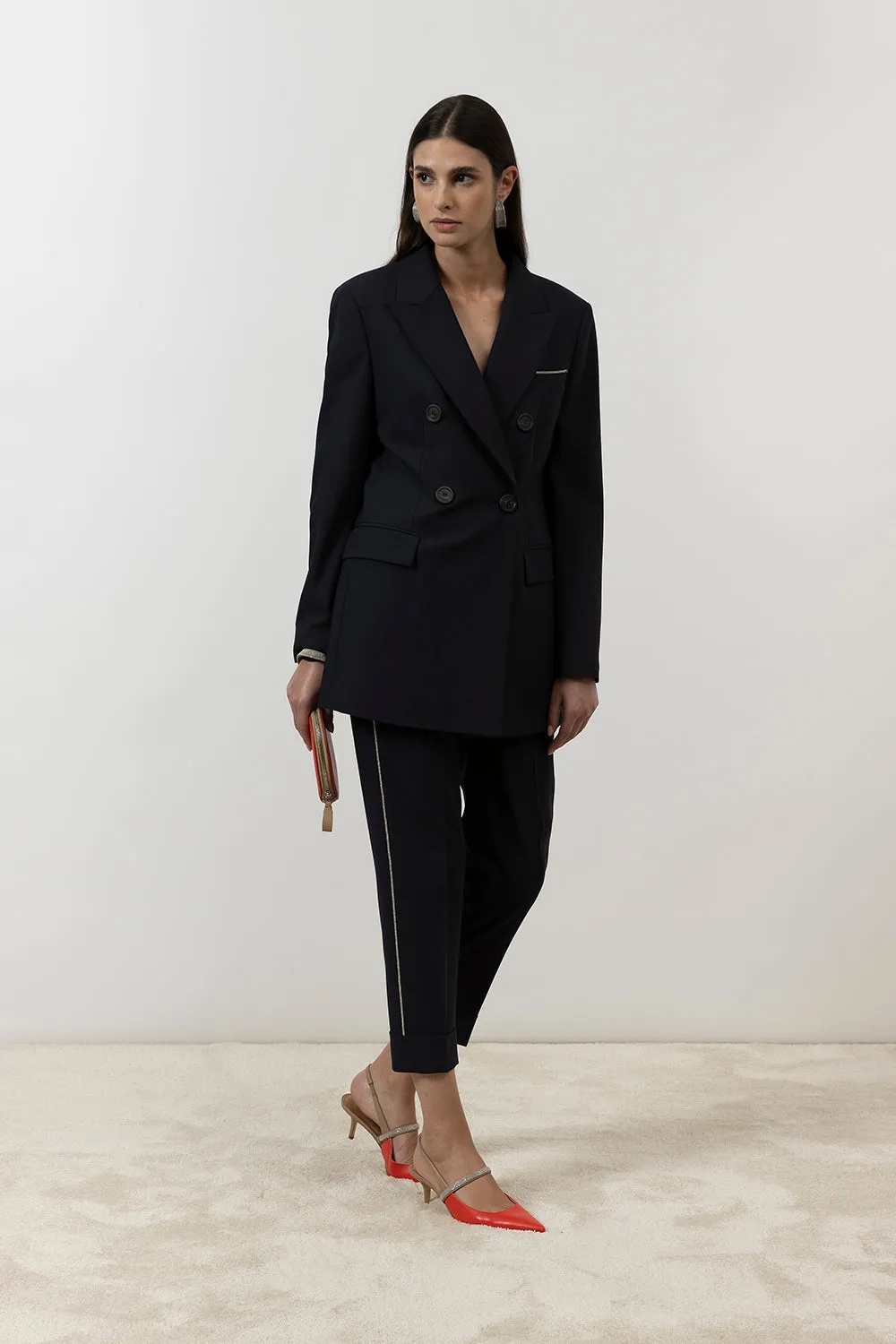 Double-breasted blazer in technical wool