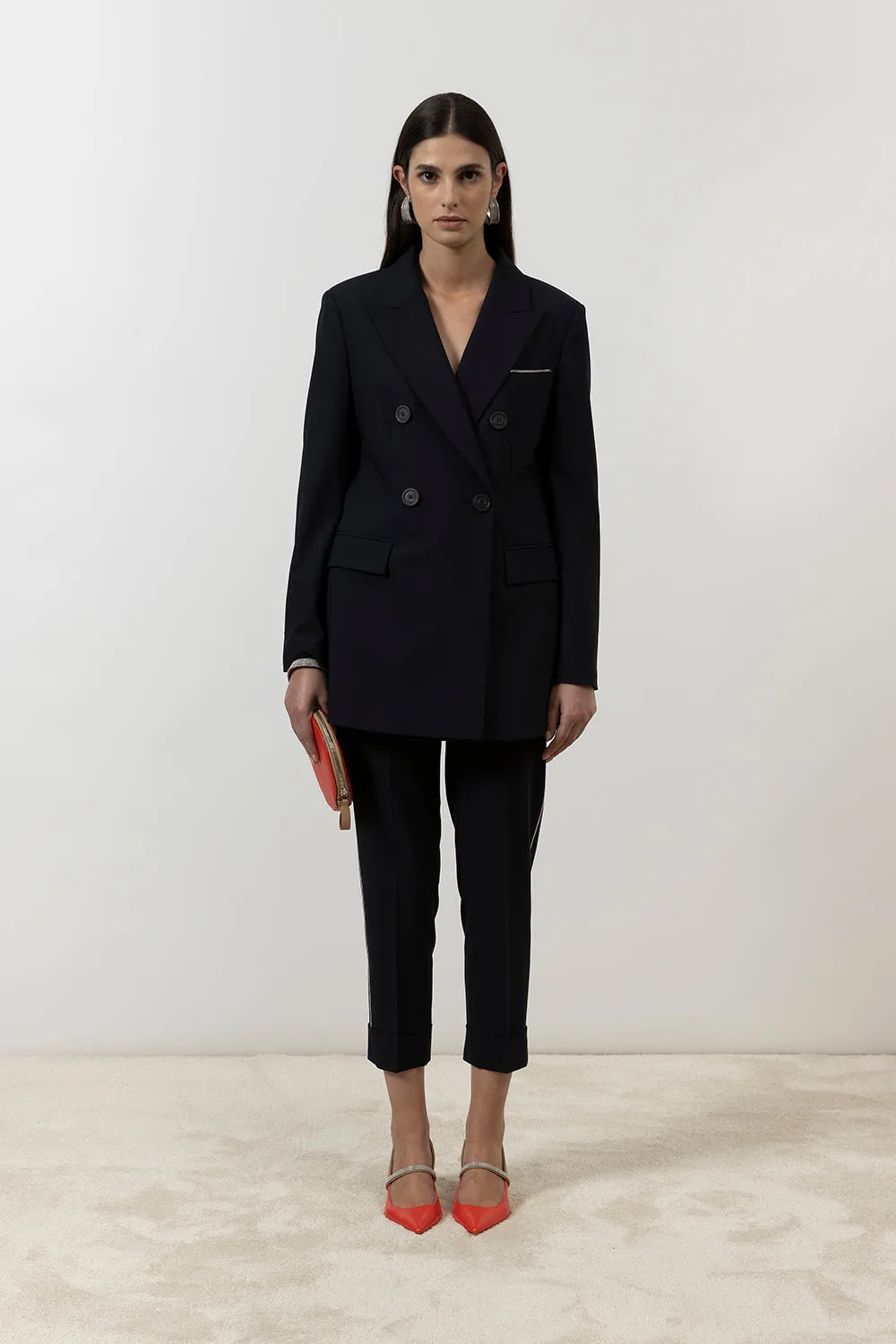 Double-breasted blazer in technical wool