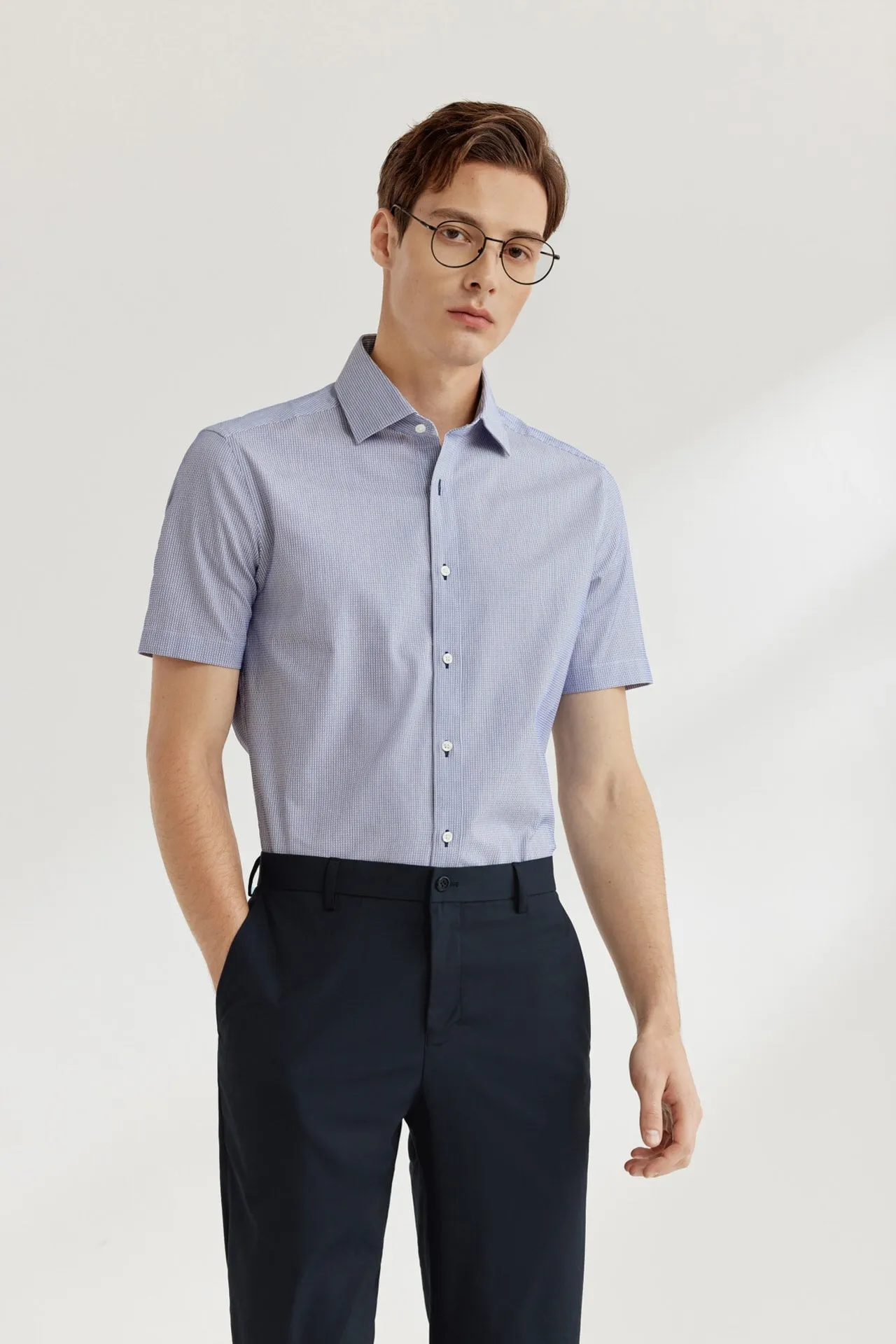 Easy Care Stretch Stripe Shirt in Smart Fit Short Sleeve