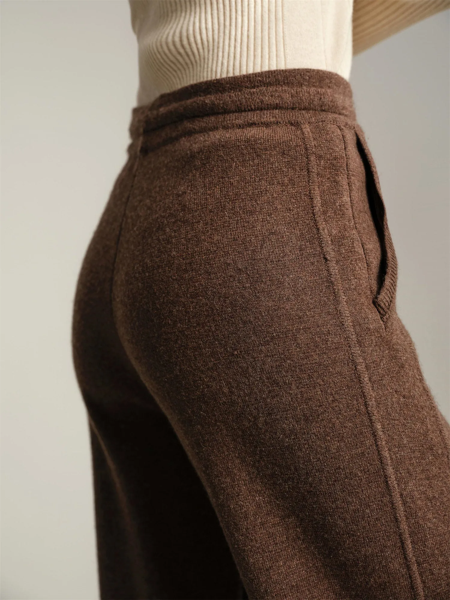 EP YAYING Maillard Knitted Straight Pants