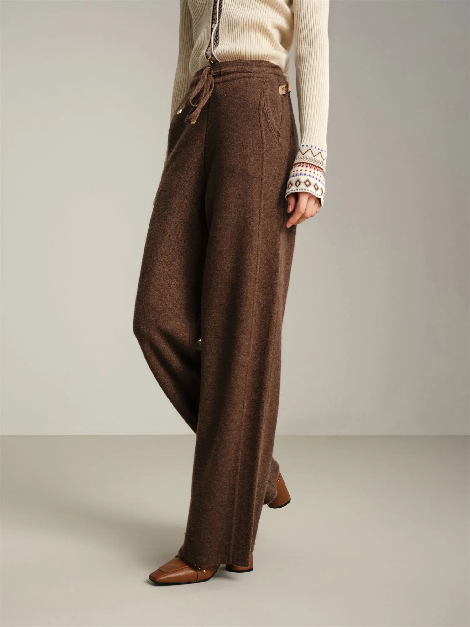 EP YAYING Maillard Knitted Straight Pants