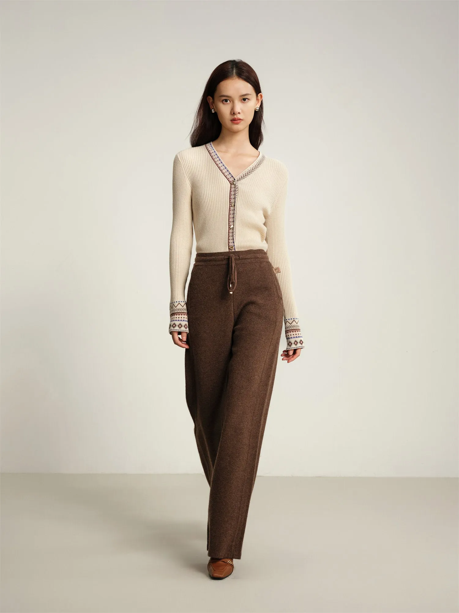 EP YAYING Maillard Knitted Straight Pants