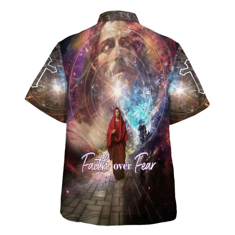 Faith Over Fear Hawaiian Shirt - Jesus Walking Away Hawaiian Shirts For Men And Women - Christian Hawaiian Shirt - Hawaiian Summer Shirts