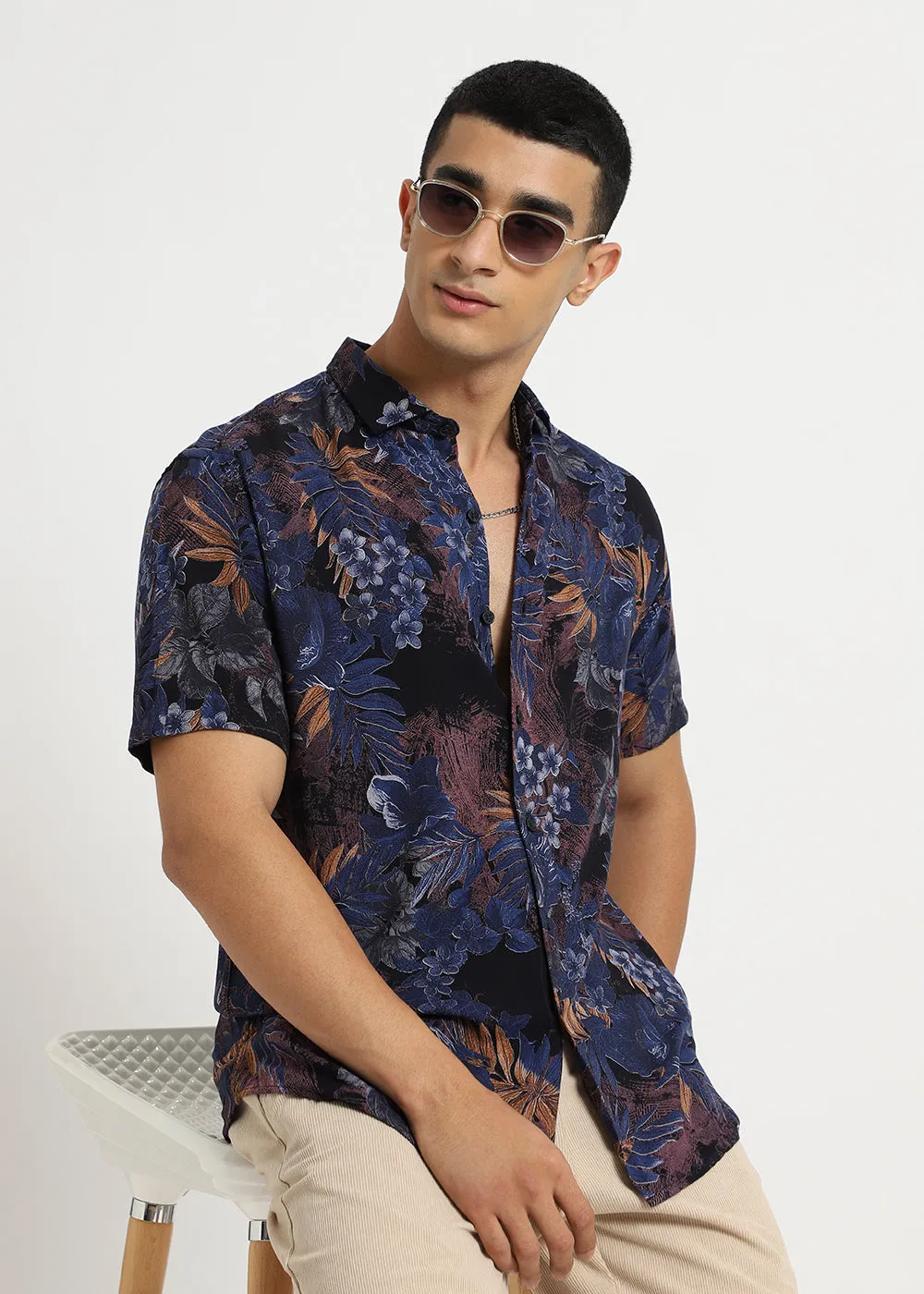 Foliage Blue Feather shirt