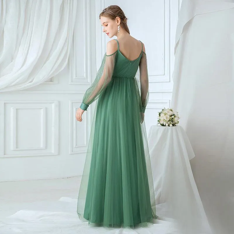 Fresh Light Green Soft Tullie Lace Appliques Beading Floor-length Formal Gown