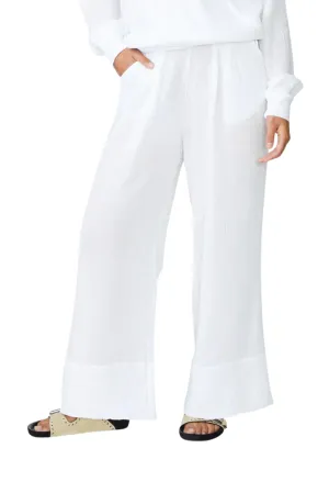 Gauze Wide Leg Pull On Pant, White