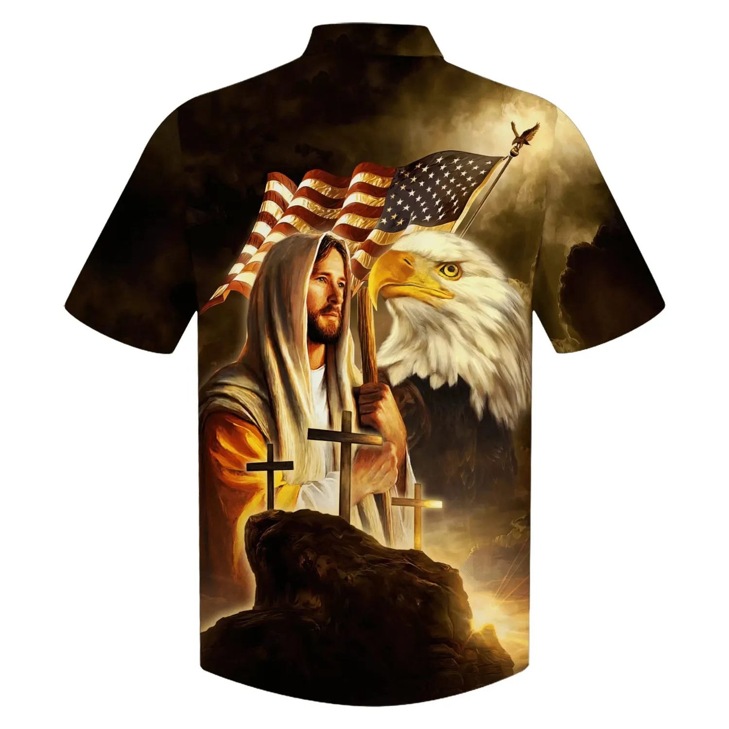 Jesus Eagle American Flag United States Hawaiian Shirts - Christian Hawaiian Shirt - Jesus Hawaiian Shirts