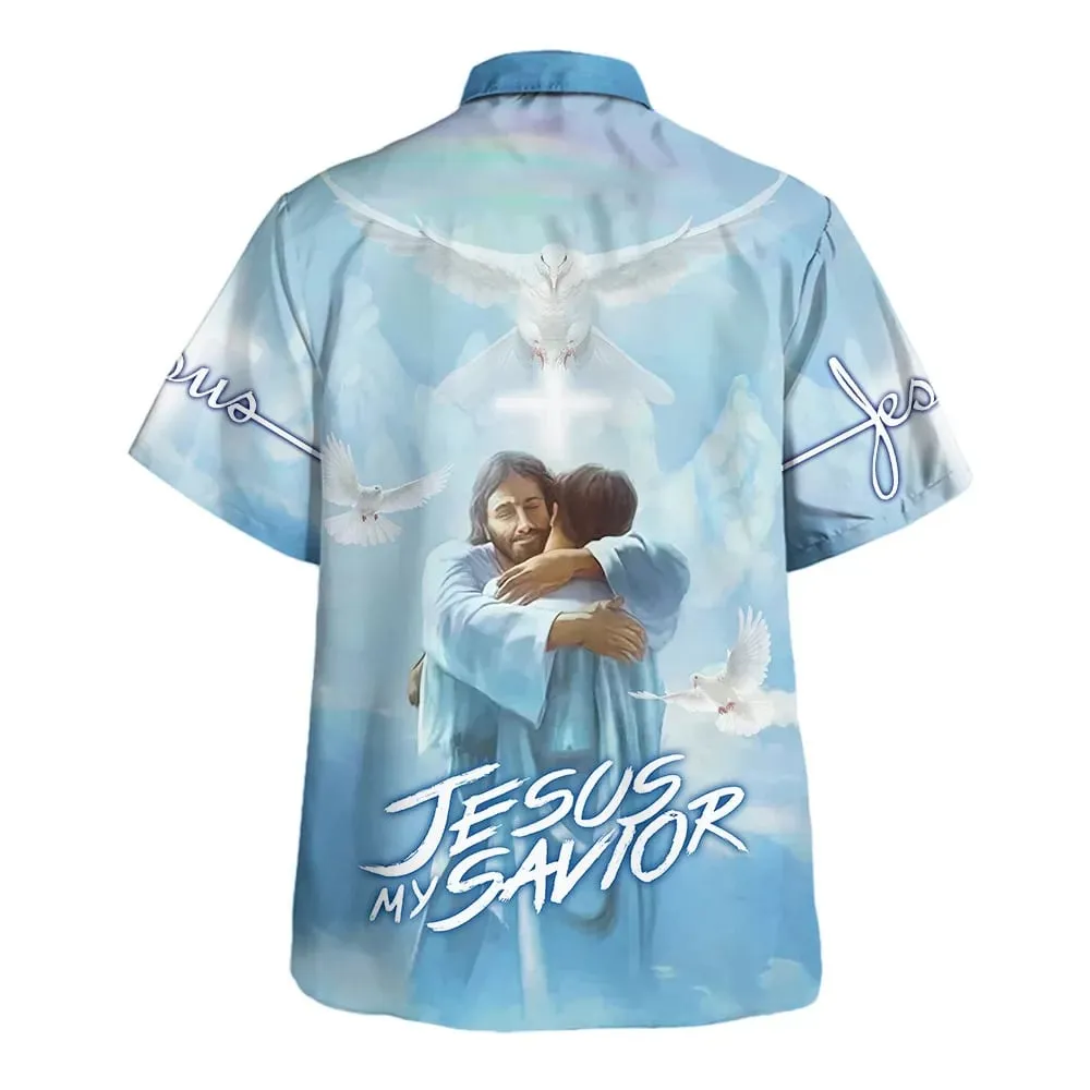 Jesus Is My Savior Hawaiian Shirt - Jesus Hugging Man Hawaiian Shirts For Men & Women - Christian Hawaiian Shirt - Hawaiian Summer Shirts