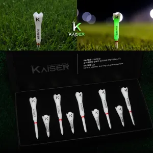 KAISER T5 Golf Tees Day Night Gifts Accessory Sets/ Long 5pcs Short 4pcs/ distance increase luminous anti-slicing Height fix Holders Glow in Dark Light up Flashing Made in Korea