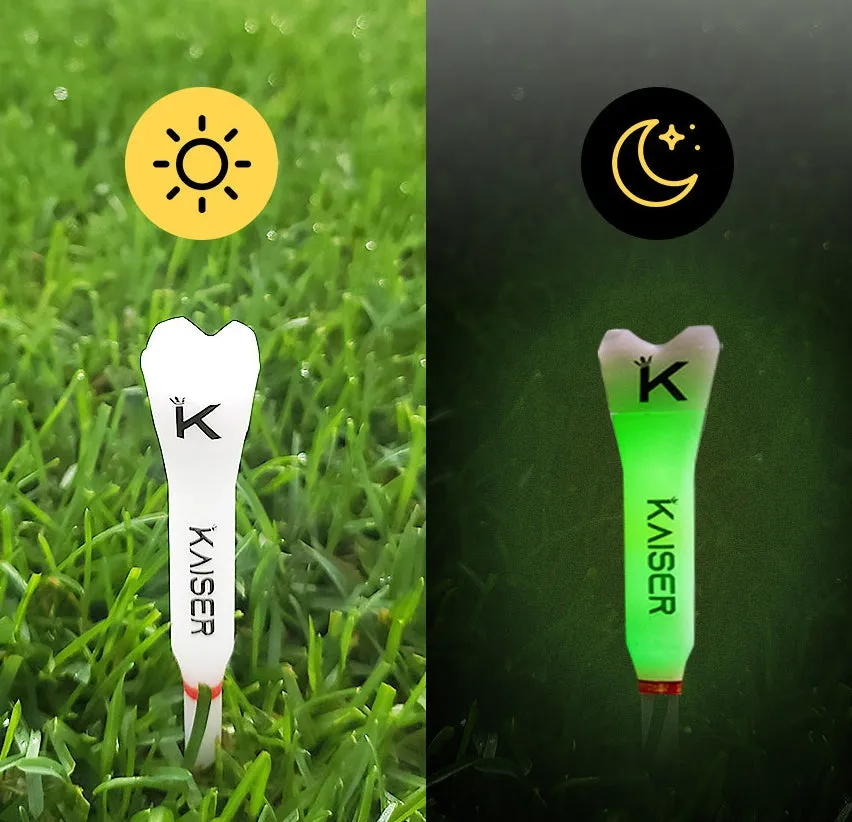 KAISER T5 Golf Tees Day Night Gifts Accessory Sets/ Long 5pcs Short 4pcs/ distance increase luminous anti-slicing Height fix Holders Glow in Dark Light up Flashing Made in Korea