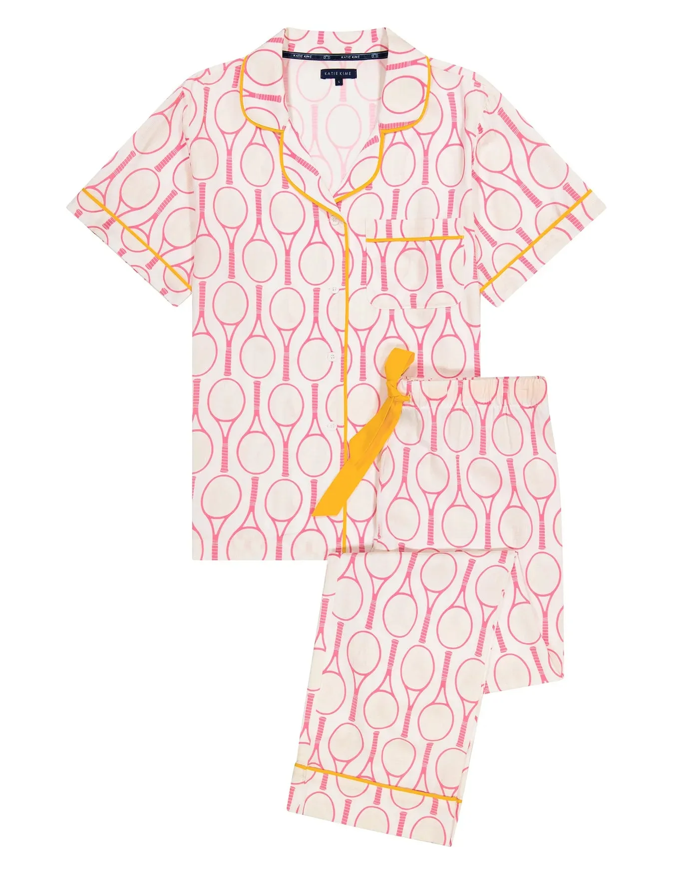 Ladies Katie Kime Tennis Time Pajama Pants Set (Pink)