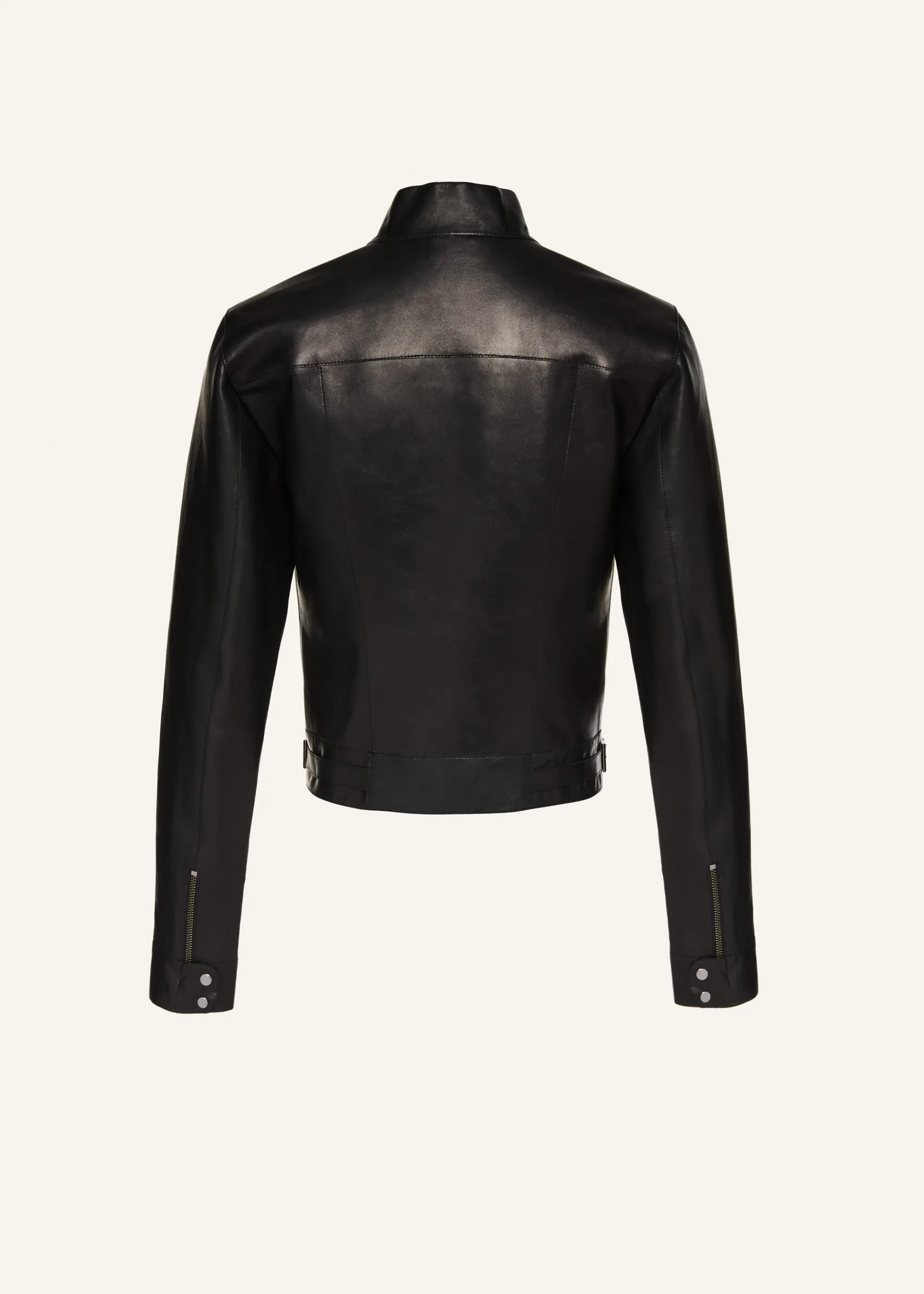 Leather racing jacket in black