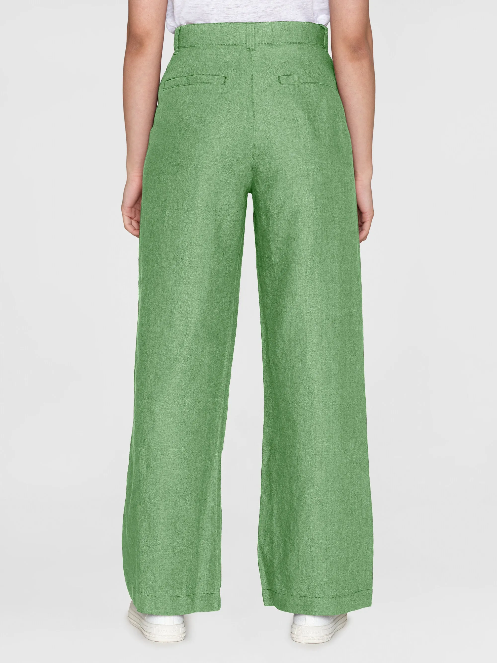 Loose natural linen pants - Shale Green