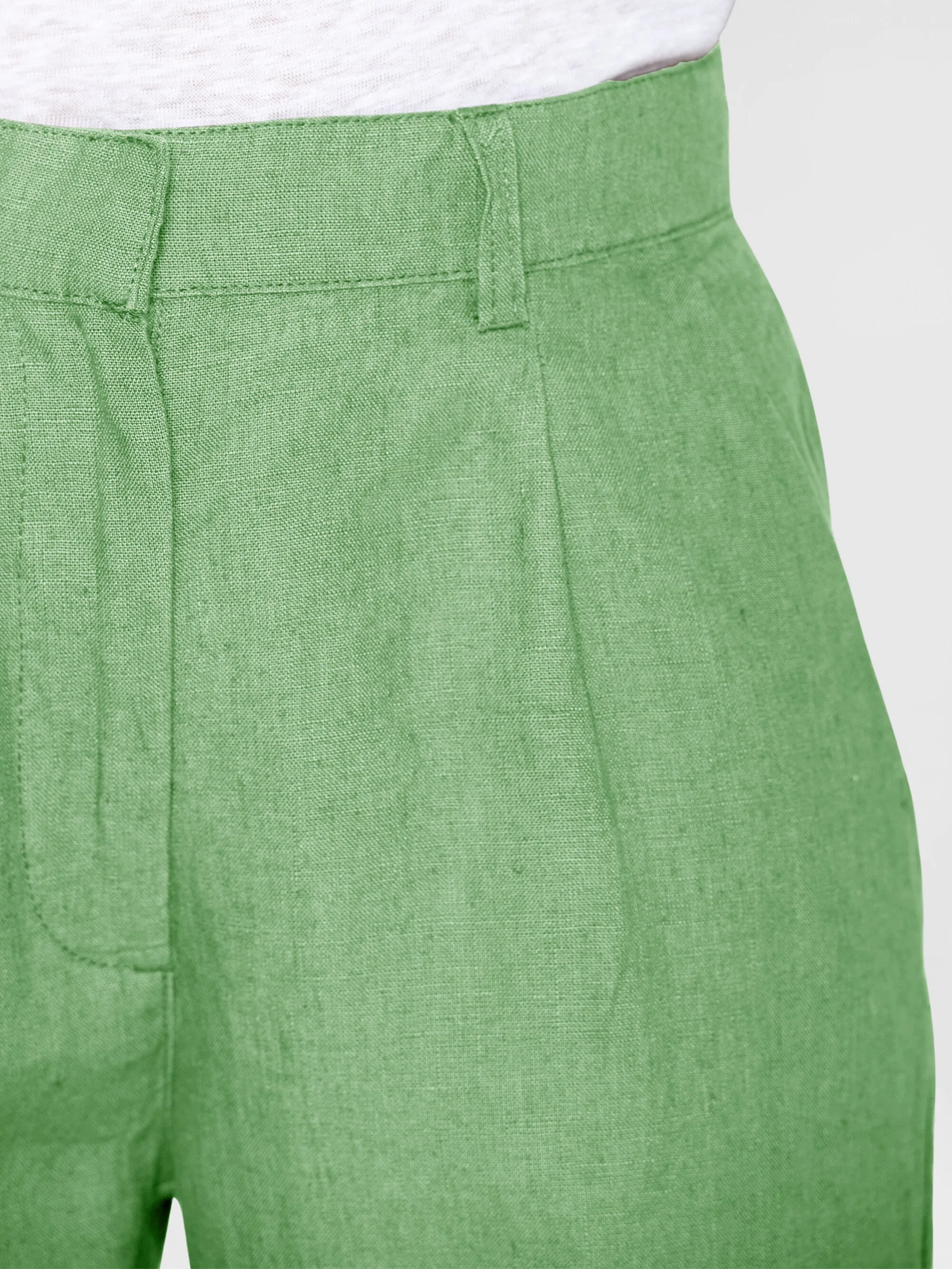 Loose natural linen pants - Shale Green