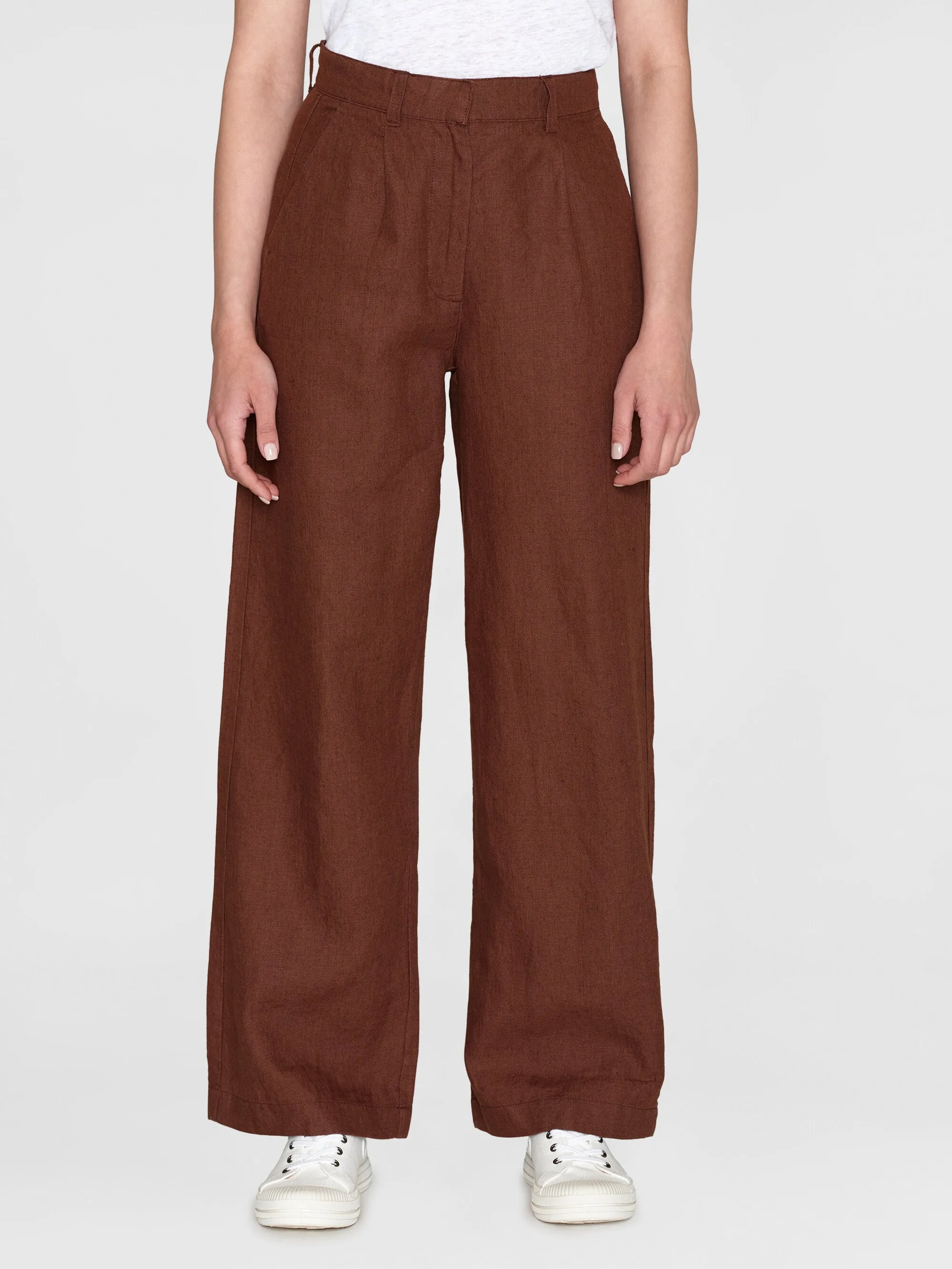 Loose natural linen pants - Tiramisu