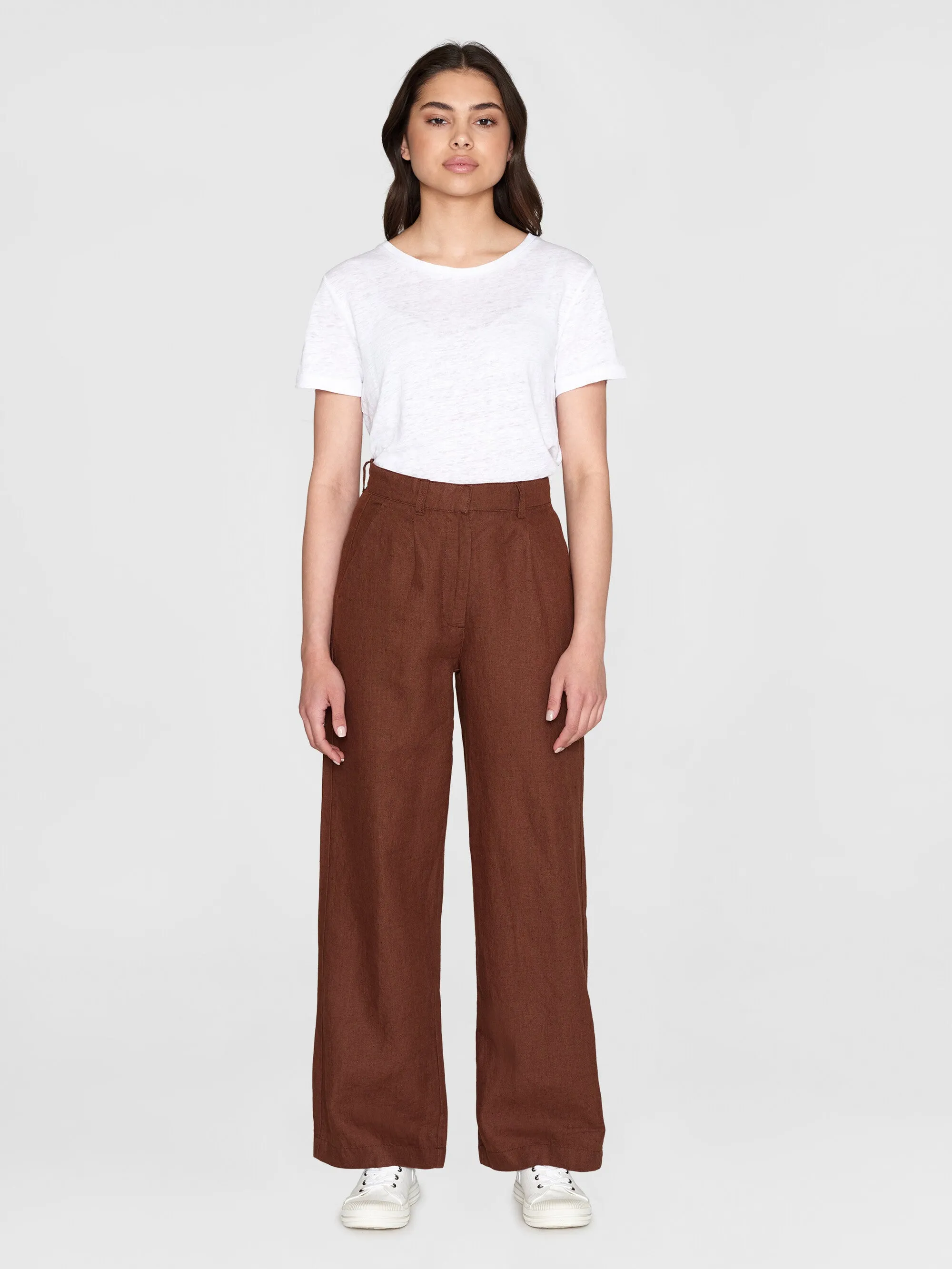 Loose natural linen pants - Tiramisu