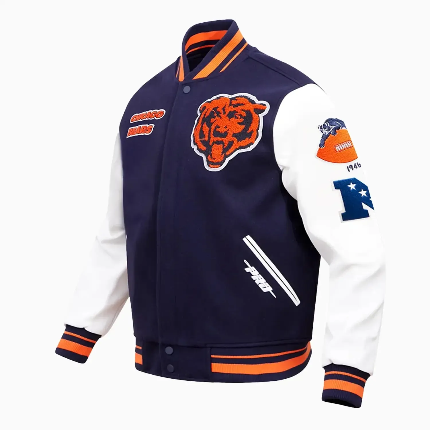 Men's Chicago Bears NFL Retro Classic Rib Wool Varsity Jacket