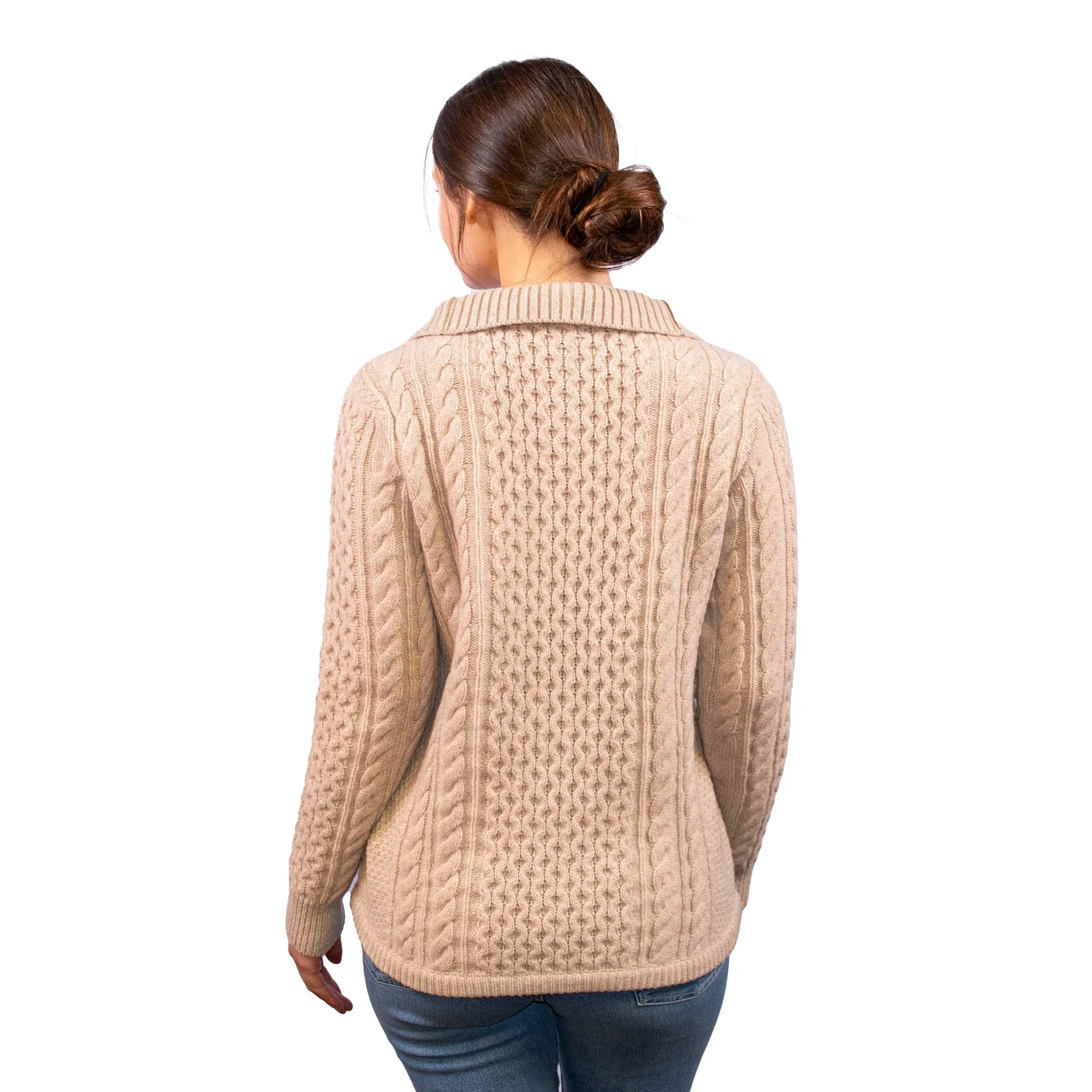 Mera Peak Half-Zip Cable Knit Sweater