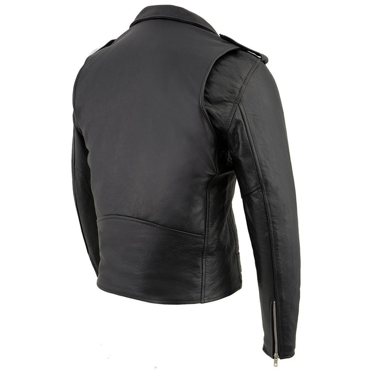 Milwaukee Leather LKM1781 Men's The Legend Classic Brando Black Premium Leather Motorcycle Jacket w/ Quilted Liner