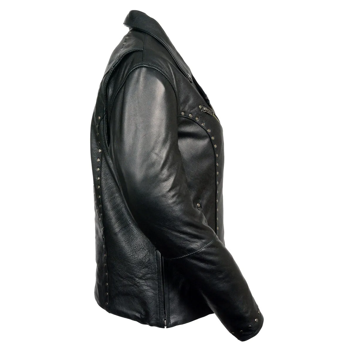 Milwaukee Leather ML1948 Women's Classic Riveted Motorcycle Black