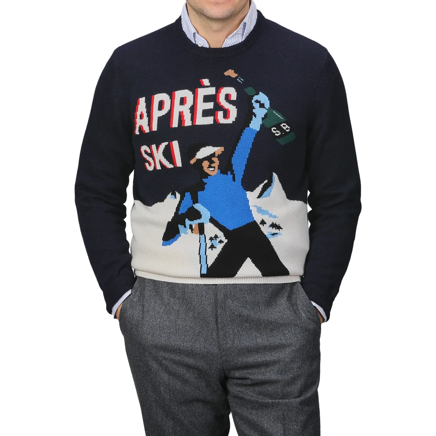 Navy Blue Wool Cashmere Aprés Ski Sweater