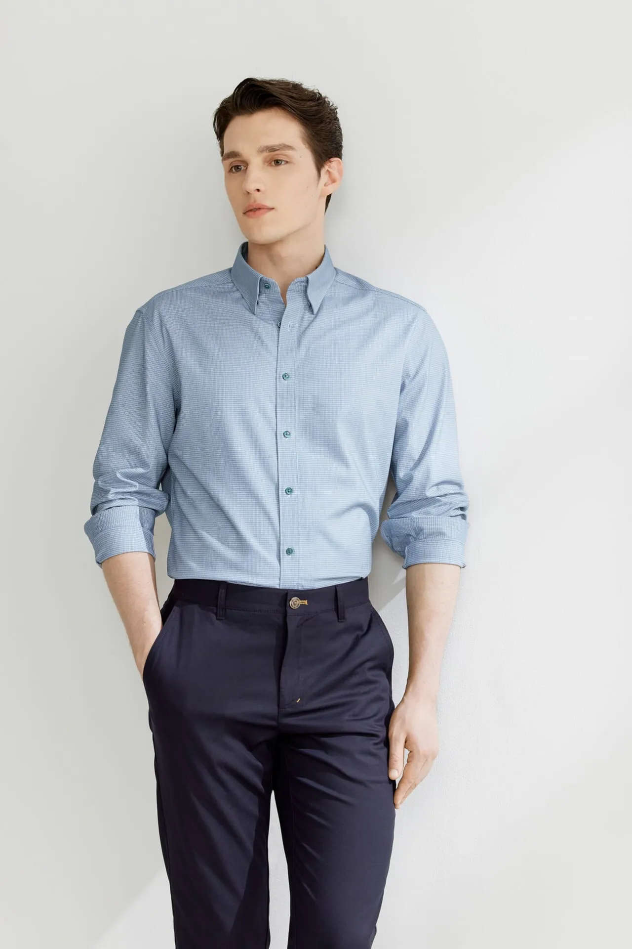 Non-Iron Silky Touch Stretch  Smart Fit  2-Tone Shirt