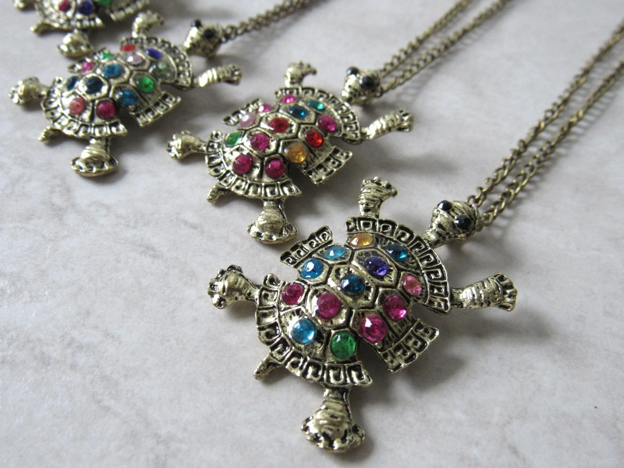 (On Sale!) Jeweled Turtle Necklace