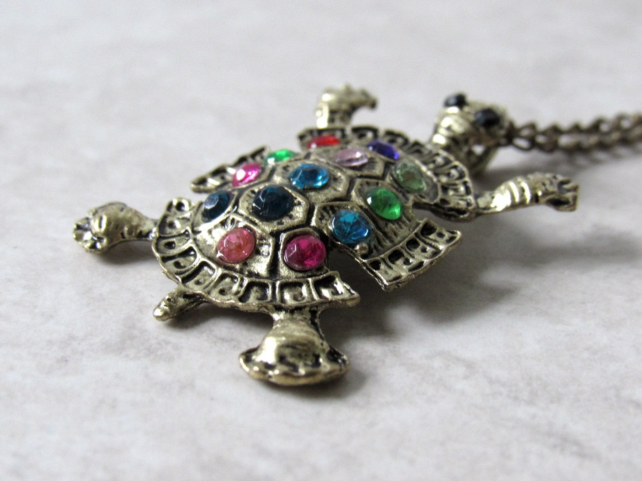 (On Sale!) Jeweled Turtle Necklace