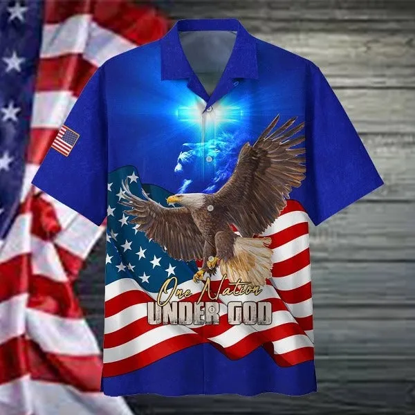 One Nation Under God Eagle Hawaiian Shirts For Men & Women - Christian Hawaiian Shirt - Hawaiian Summer Shirts