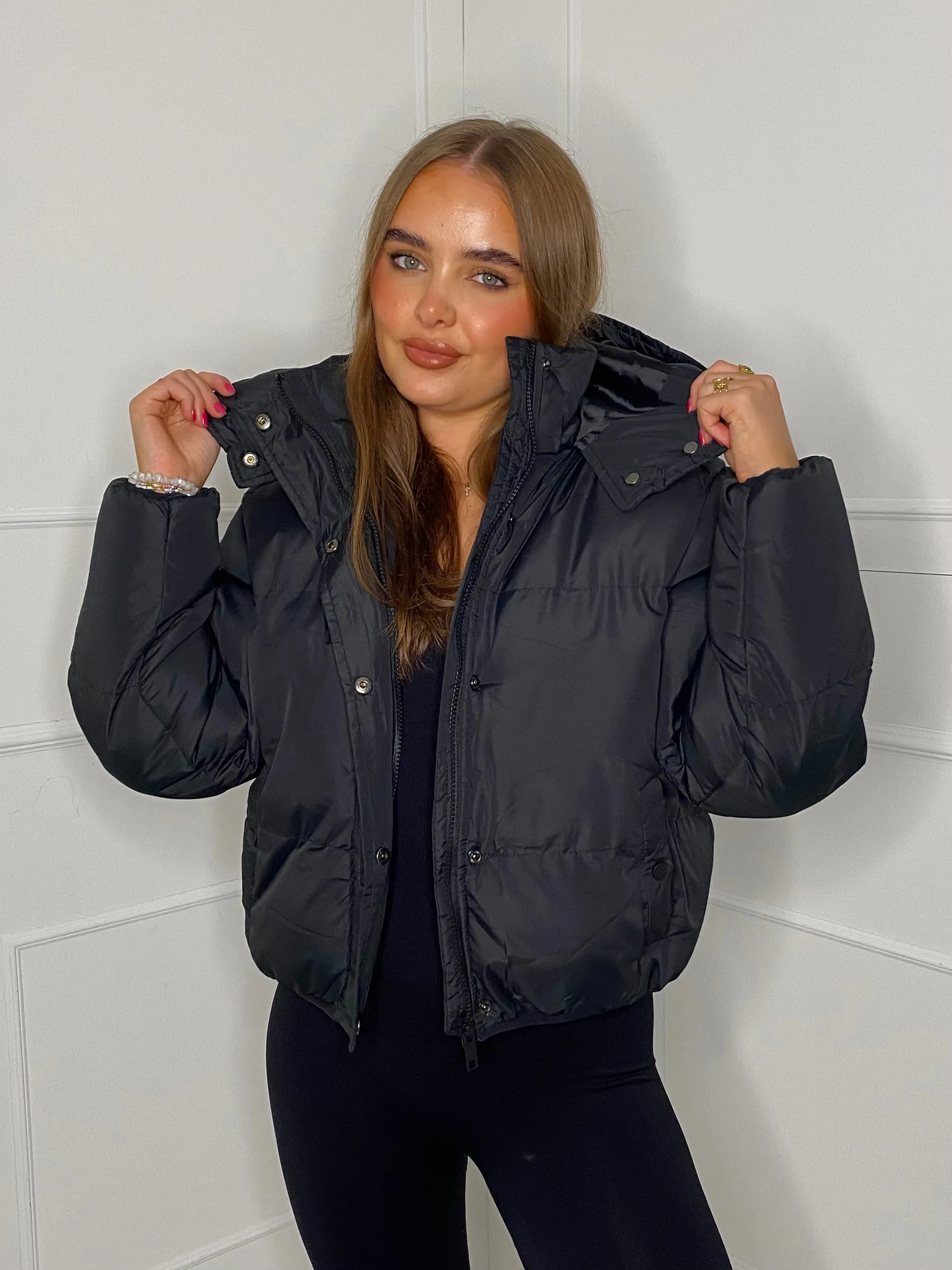 Padded Oversized Puffer Coat - Black