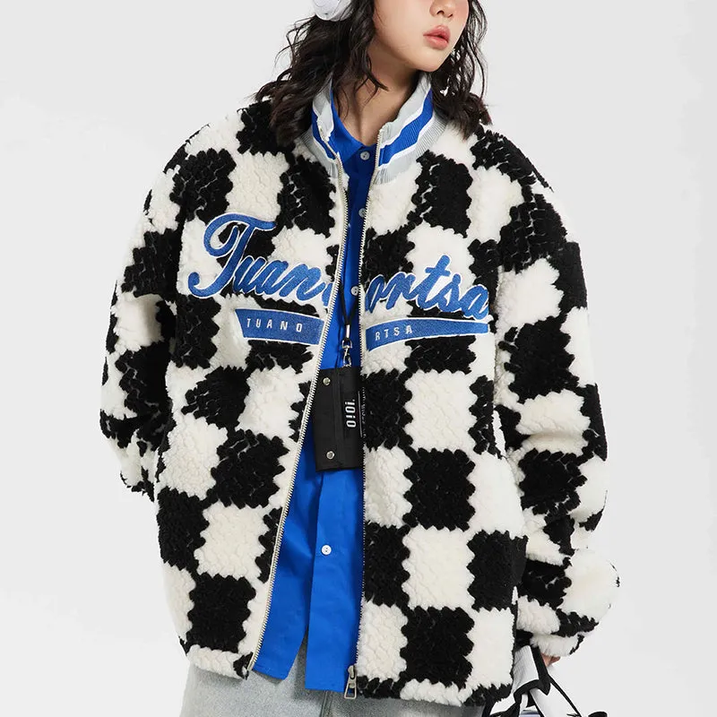 PopFlying Fleece Winter Coat Checkerboard