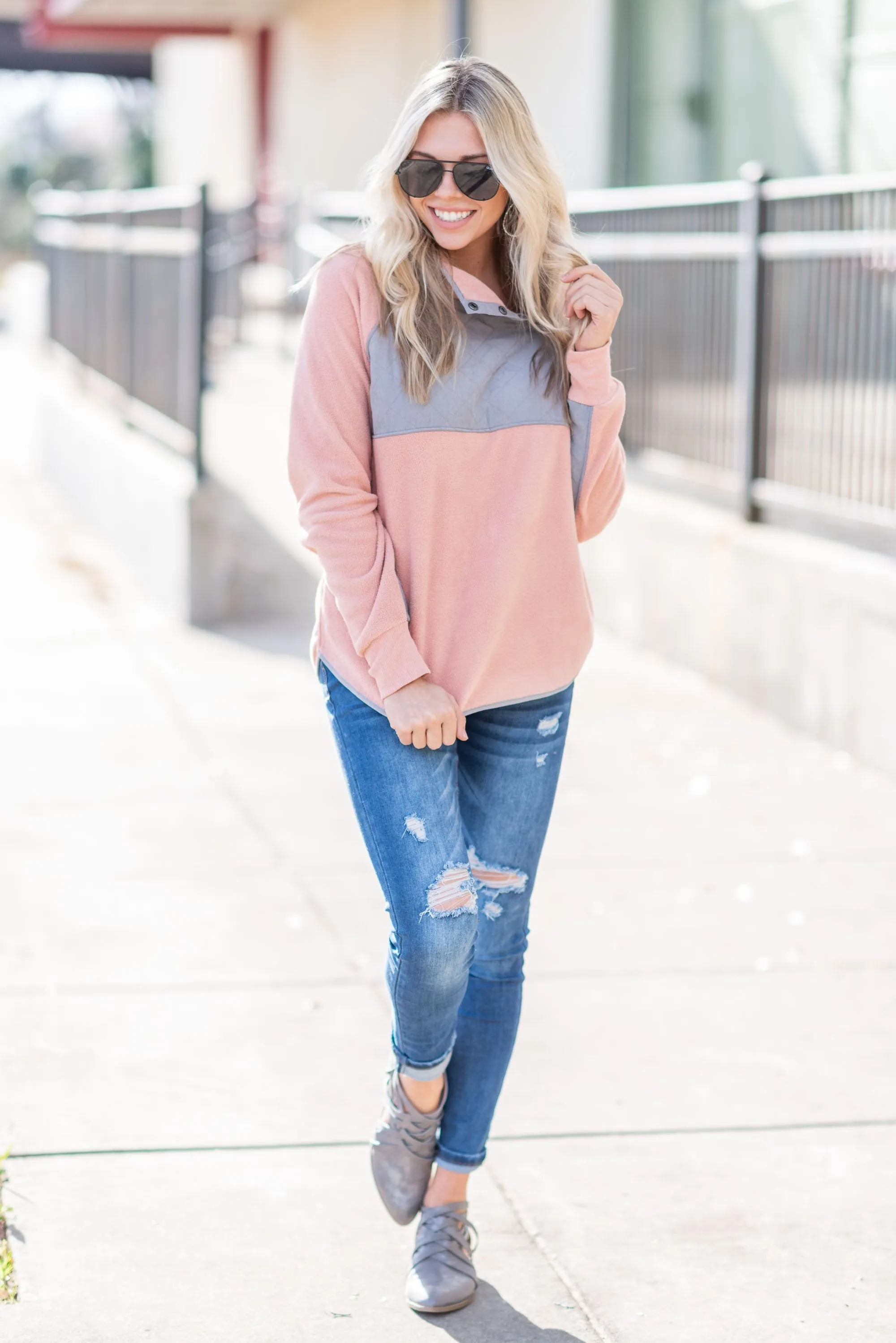 See You There Blush Pink Pullover